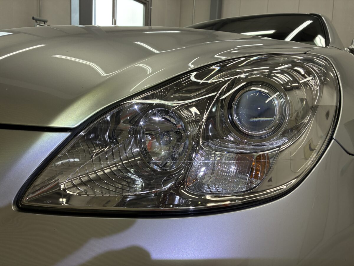 レクサスSCのヘッドライト磨き、プロテクションフィルム施工