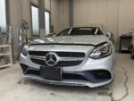 ベンツSLC200　ヘッドライト磨き、プロテクションフィルム施工